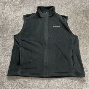 Columbia Fleece Jacket Vest Men XL Black Full Zip Pockets High Neck Outdoor Hike
